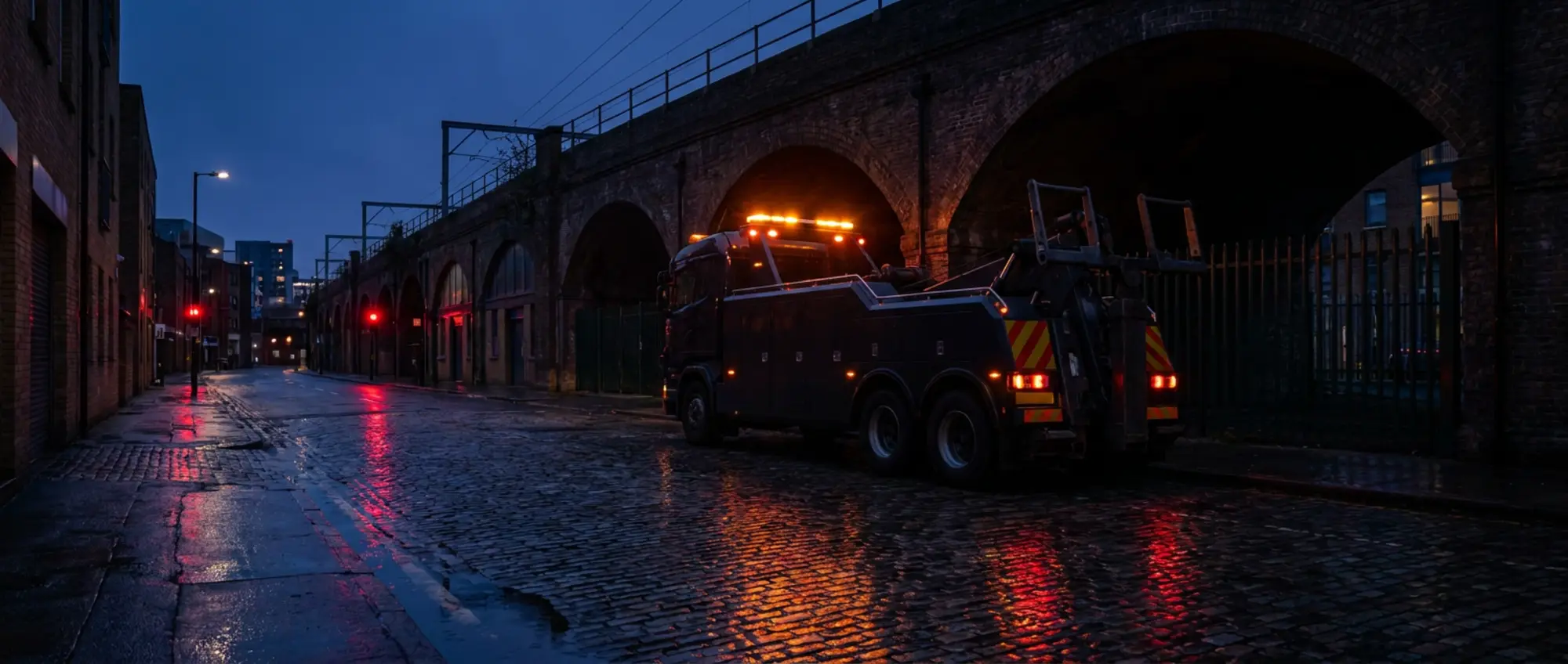 Recovery truck ready to respond at night